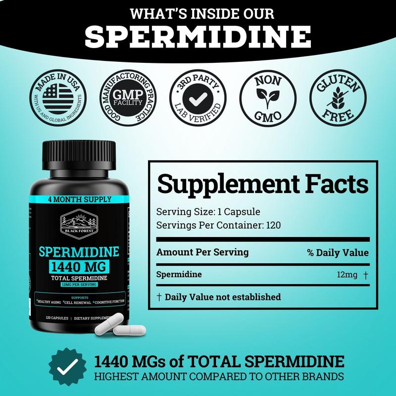 High Strength Spermidine Cellular Support - 120 Capsules